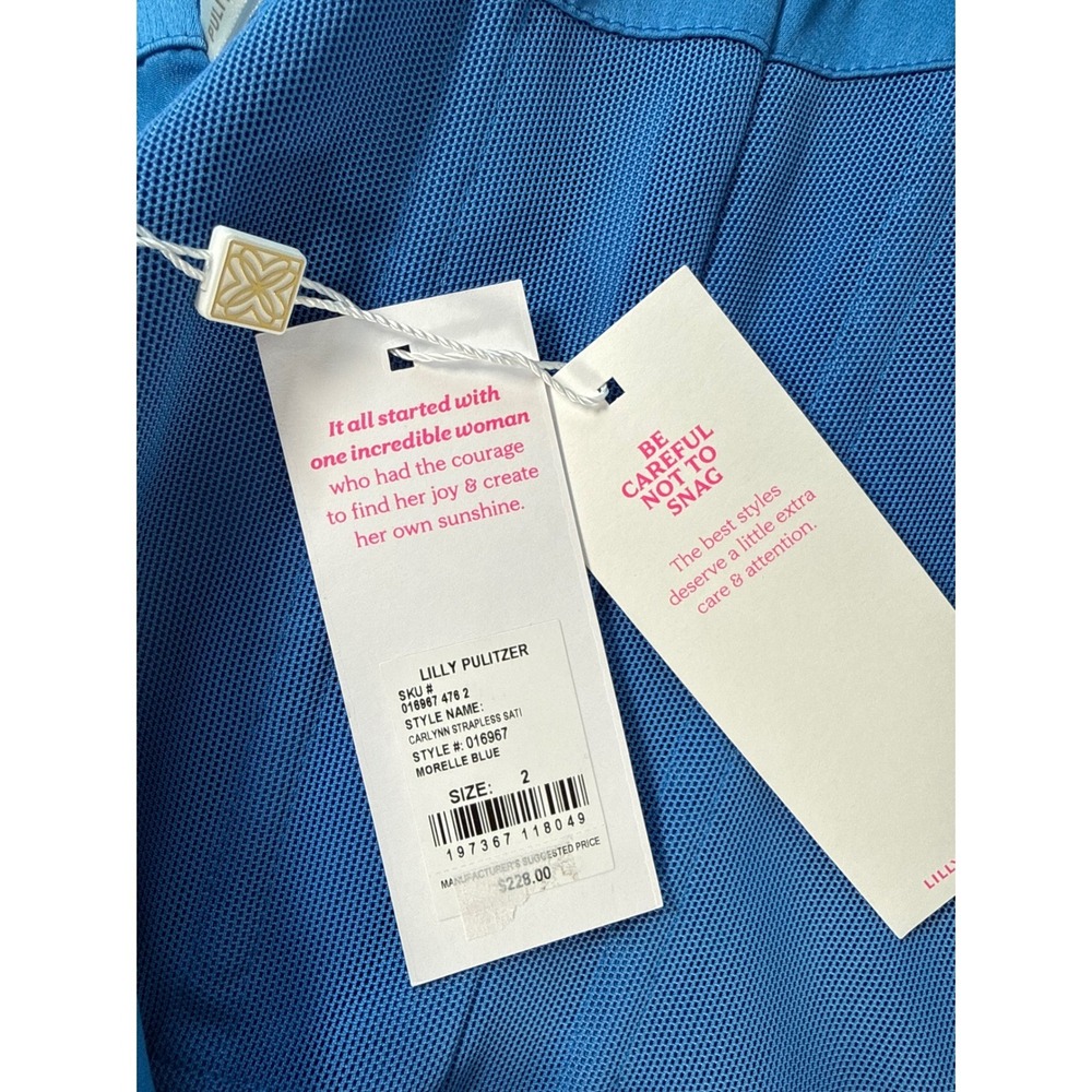 Lilly Pulitzer Carlynn Strapless Satin Bow Mini Dress Morelle Blue Size 2 NEW - Picture 10 of 16